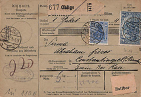 Parcel Card from unknown company in Solingen.