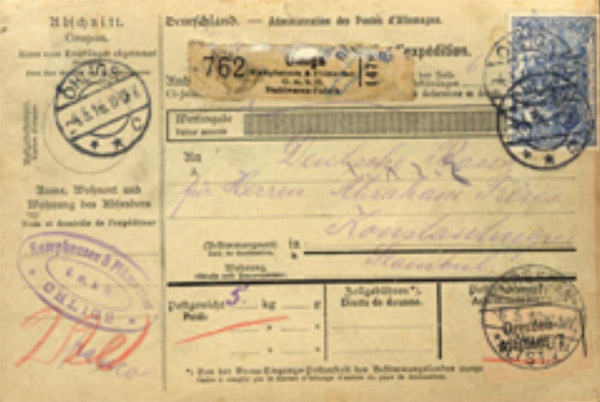 Parcel Card from Kamphausen & Plümacher.