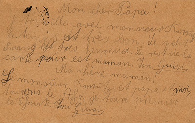 Card from Gisi to Parents - 1927.