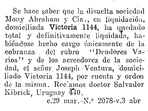 Dissolution of Mony Abraham & Co. 1941