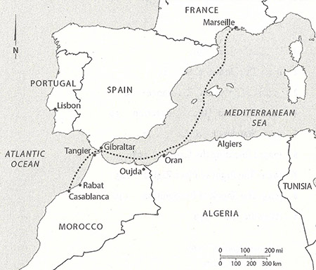 Marseille to Casablanca route