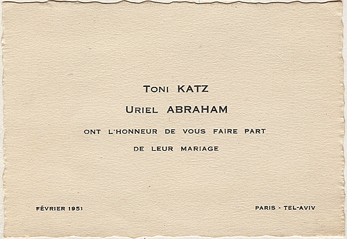 Uriel and Toni Wedding, Paris 1951