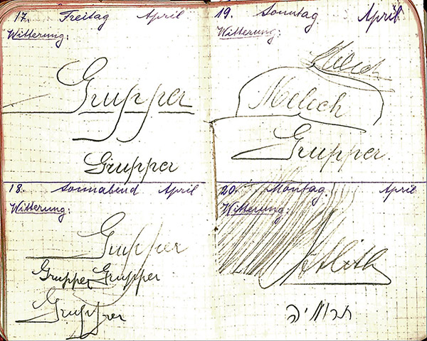 Israel Datnowsky' 1914 notebook.