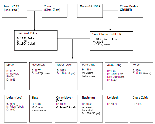 Katz Family Tree - Herz Wolf and Sara Katz