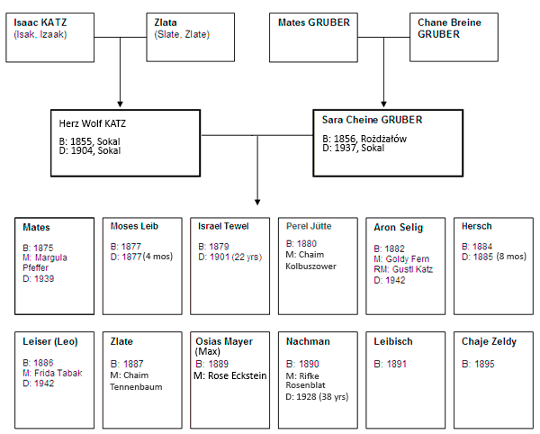 Katz Family Tree - Herz Wolf and Sara Katz