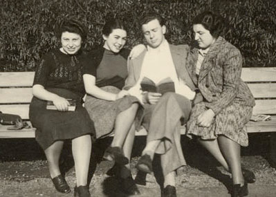 Toni and friends on a bench