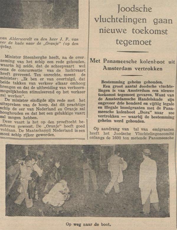 Article on the Dora, De Sumatra Post, July 24, 1939.